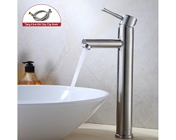 Vòi Lavabo Nóng Lạnh SUS304 chân cao cho chậu dương bàn + 02 dây cấp Hàng hiệu HVMMA ITALIA